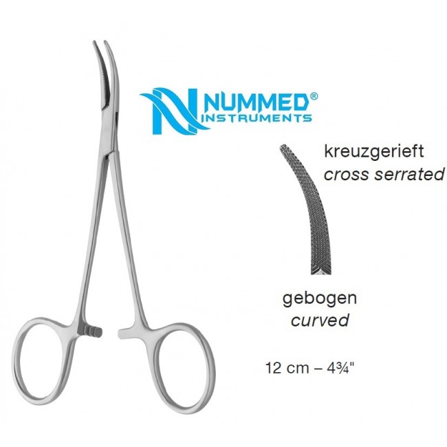 Cross Serrated Hemostatic Forceps Curved,12 cm Cross Serrated Hemostatic Forceps Curved,12 cm